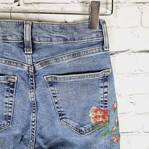 TOPSHOP | Jamie moto floral embroidered petite/cropped jeans